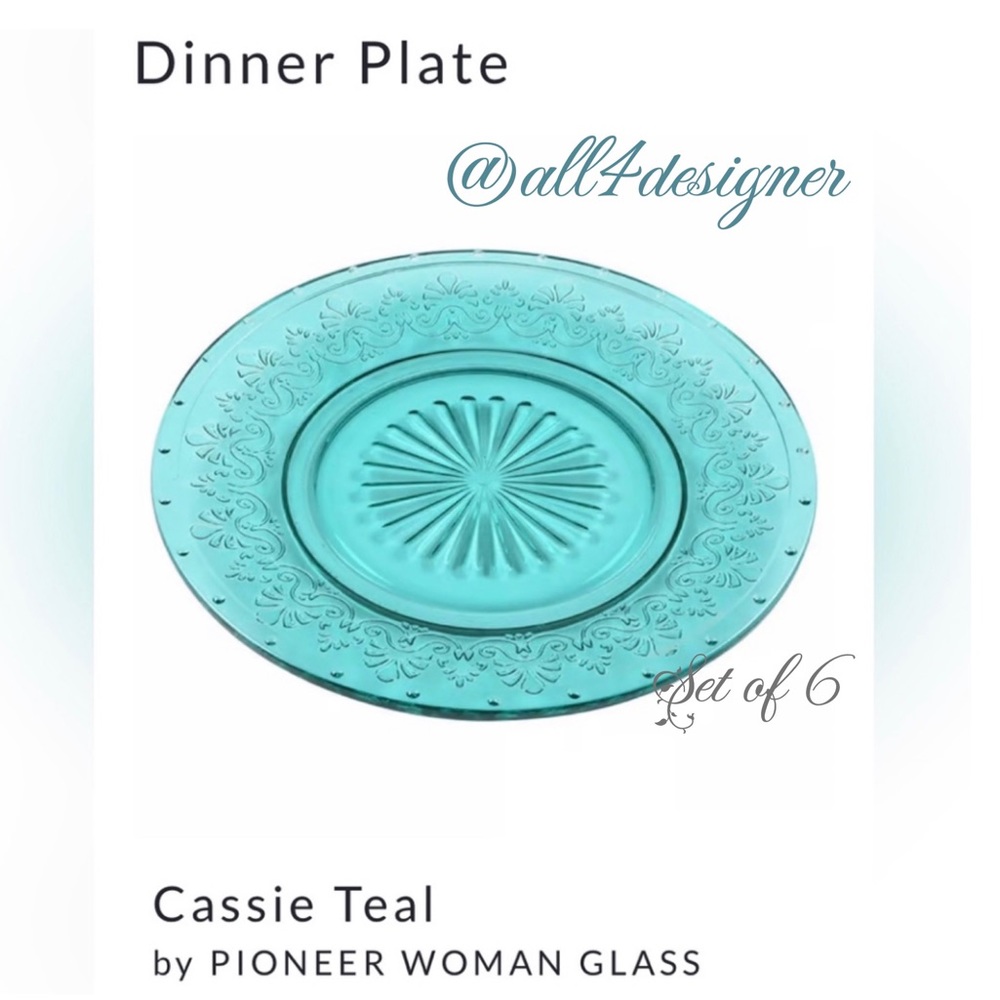 6 Dinner Plates -Brand New The Pioneer Woman Cassie Glass Embossed Dinner Plates